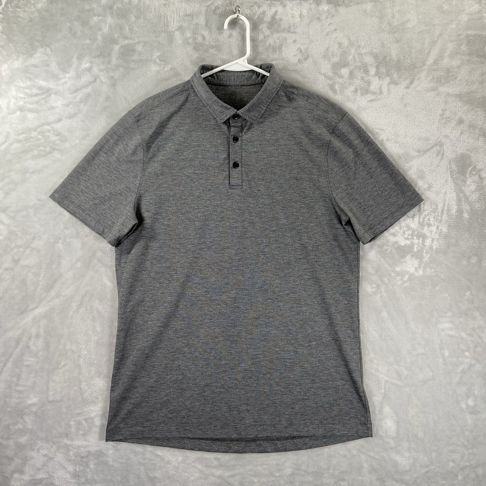 Lululemon Shirt men's Large Polo Performance Short Sleeve Casual Gray Pullover